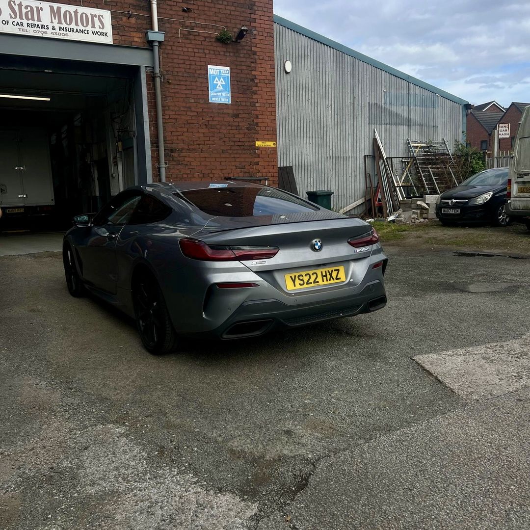 BMW M850i outside 5 Star Motors, Rochdale