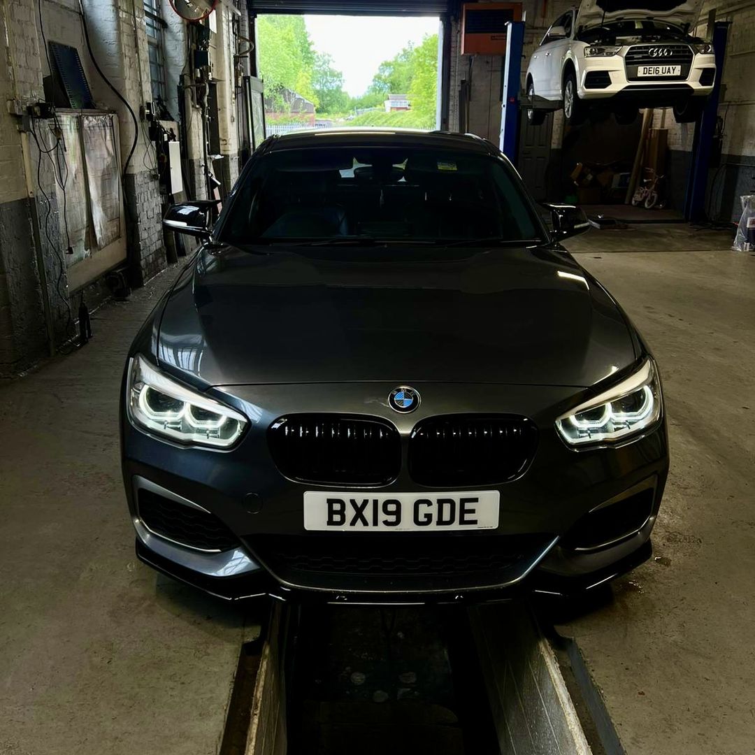 BMW M140i in the workshop at 5 Star Motors, Rochdale